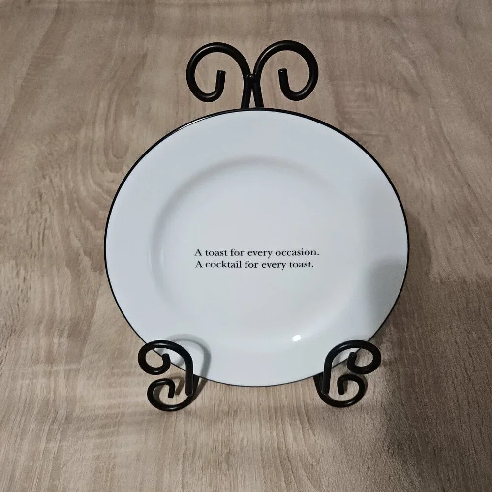 Pottery Barn Cocktail Quote Salad Dessert Plates - Set of 4 - Vintage Ceramic